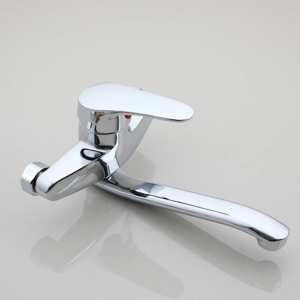 Monite Wall Mounted Bathtub Chrome Brass Bathroom Basin Mixer Faucet Sink Tap Hot & Cold Water Mixer Retail Laundry Faucet