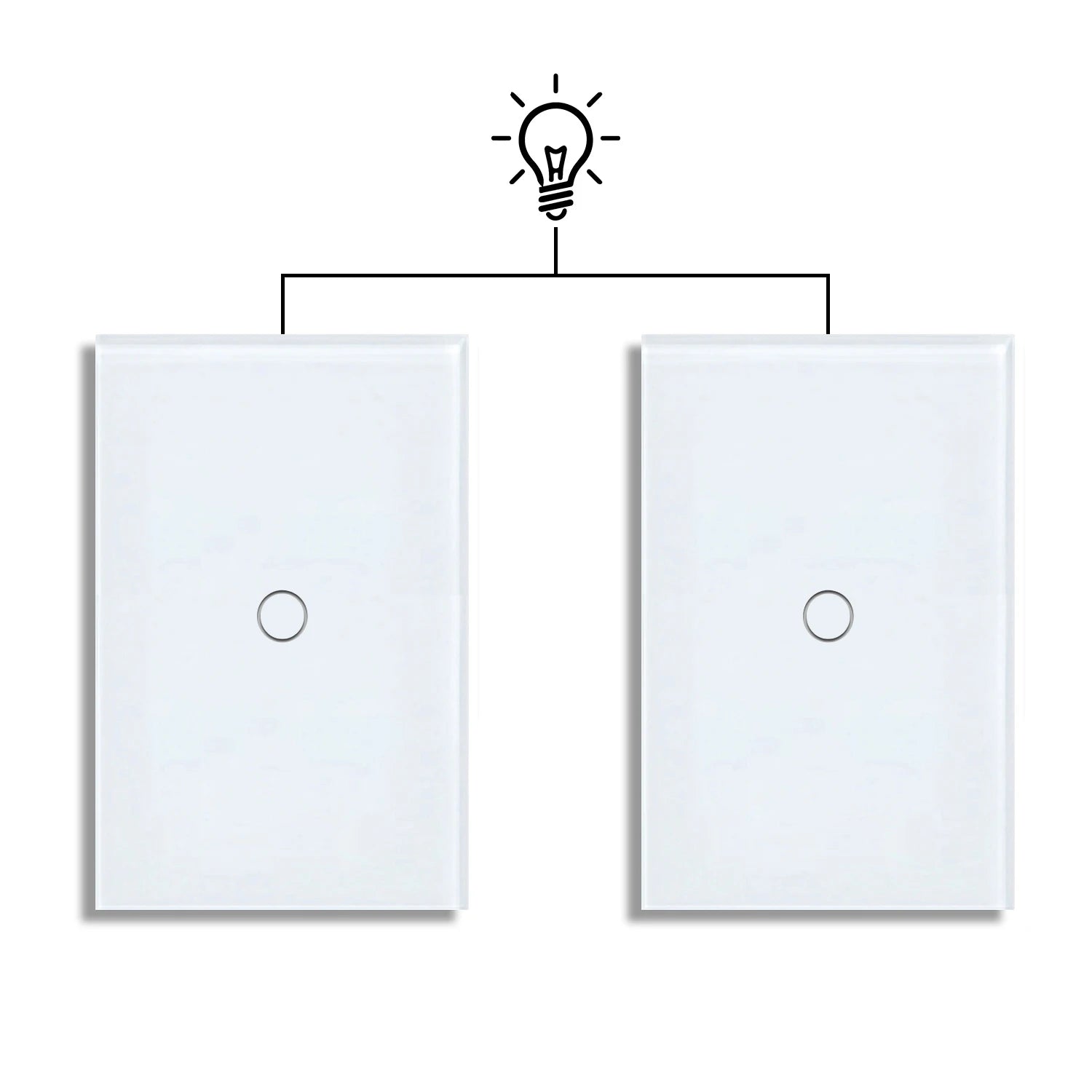 Dual Touch Switch 2Way Light LED Sensor Wall Switches With Tempered Glass Panel Bedroom Stair Switch For US BR Country No Wifi
