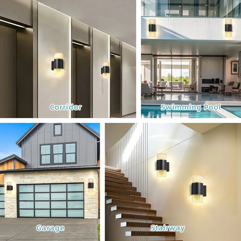 2025 NEW Wall Light Outdoor Waterproof LED E27 Bulb External Facade Decor Stairs Lights Entrance Fixture Home Decorative Wall