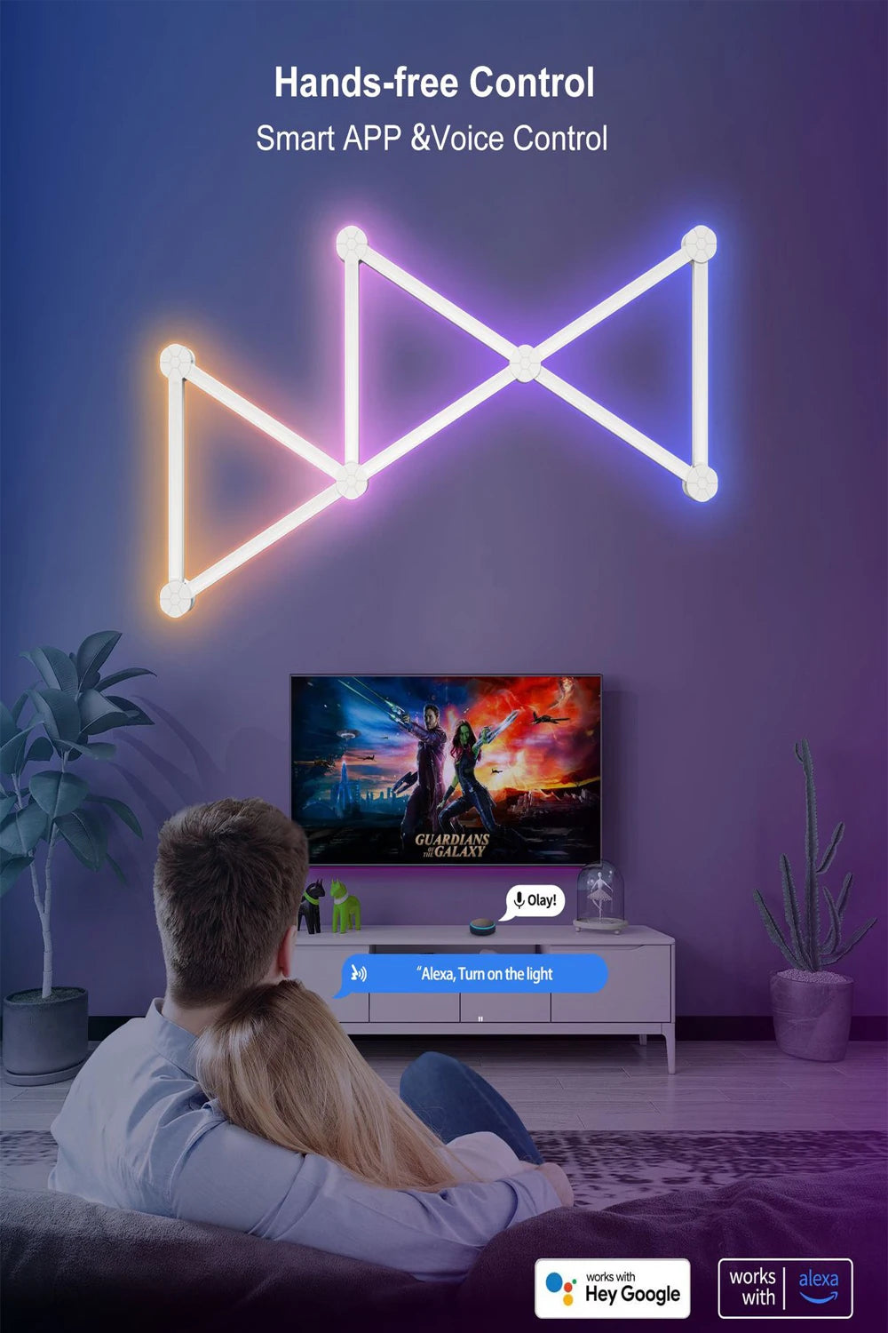 Smart WiFi Splicing Wall Light RGBIC Wall DIY Decorative Ambiance LED Night Light Dimmable For Game Room Bedroom TV Decoration