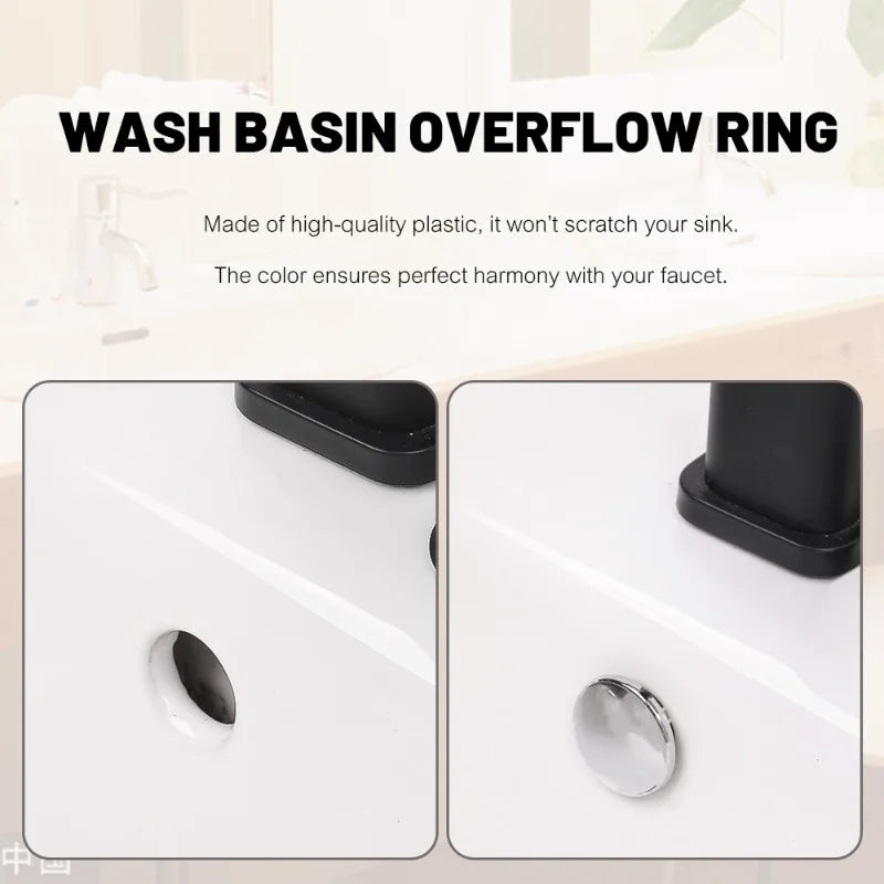 20/1pcs Wash Basin Plastic Overflow Rings Electroplated Sink Protector Scratch Universal 22-24mm Installation Bath Accessory