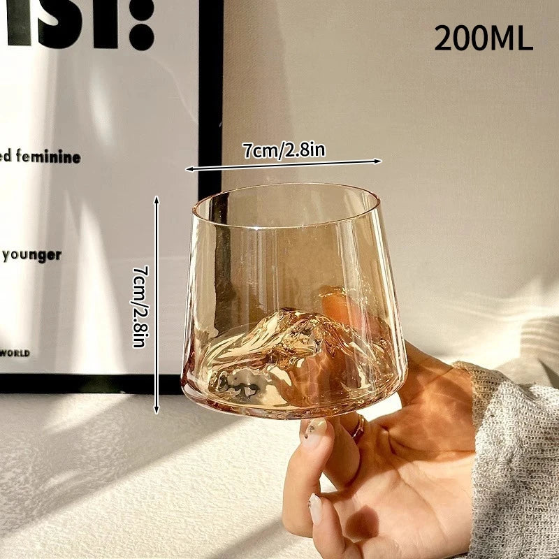 Transparent Whiskey Glasses Mountain Crystal Glass Drinking Glasses for Drinking Bourbon, Cognac, Scotch, Cocktails 125-380ml