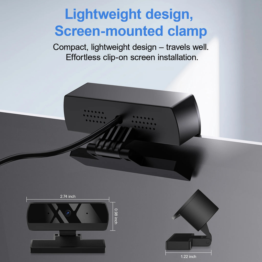 Full HD Webcam with Built-in Microphone and Rotatable Tripod, 1080P Video and Wide Angle Camera, Privacy Cover, for Desktop PC
