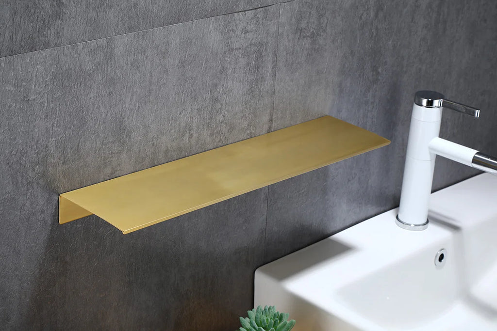 Brushed Gold Metal Bathroom Shelf Wall Storage Rack Washstand Drilling Large Wall Shelf for Storage 30/40/50cm Length Holder