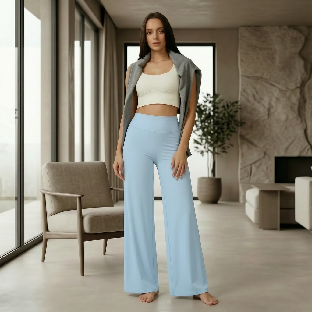 Women High Waist Wide Leg Yoga Pants Loose Flare Leggings Tummy Control Straight Workout Trousers Casual Lounge Pants Fitness