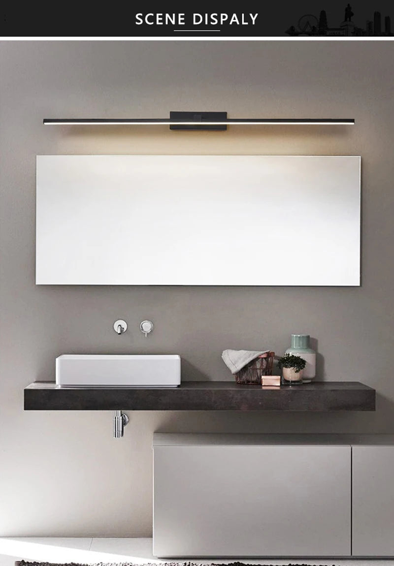 Modern Bathroom 100cm Mirror-front Lamp Bedroom Bedhead Home LED Wall Lights Aluminum Simple Strip Indoor Makeup Mirror Lighting