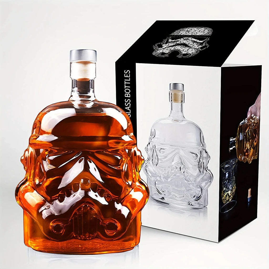 Set Of 3，Whiskey Decanter Set With 2 Glasses, Transparent Creative Flask Carefe,For Wine Scotch Bourbon Vodka Liquor Gift Decor