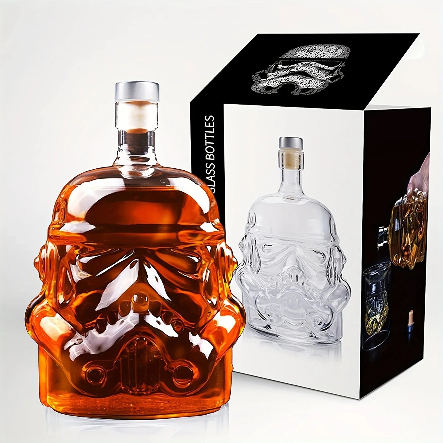 Set Of 3，Whiskey Decanter Set With 2 Glasses, Transparent Creative Flask Carefe,For Wine Scotch Bourbon Vodka Liquor Gift Decor