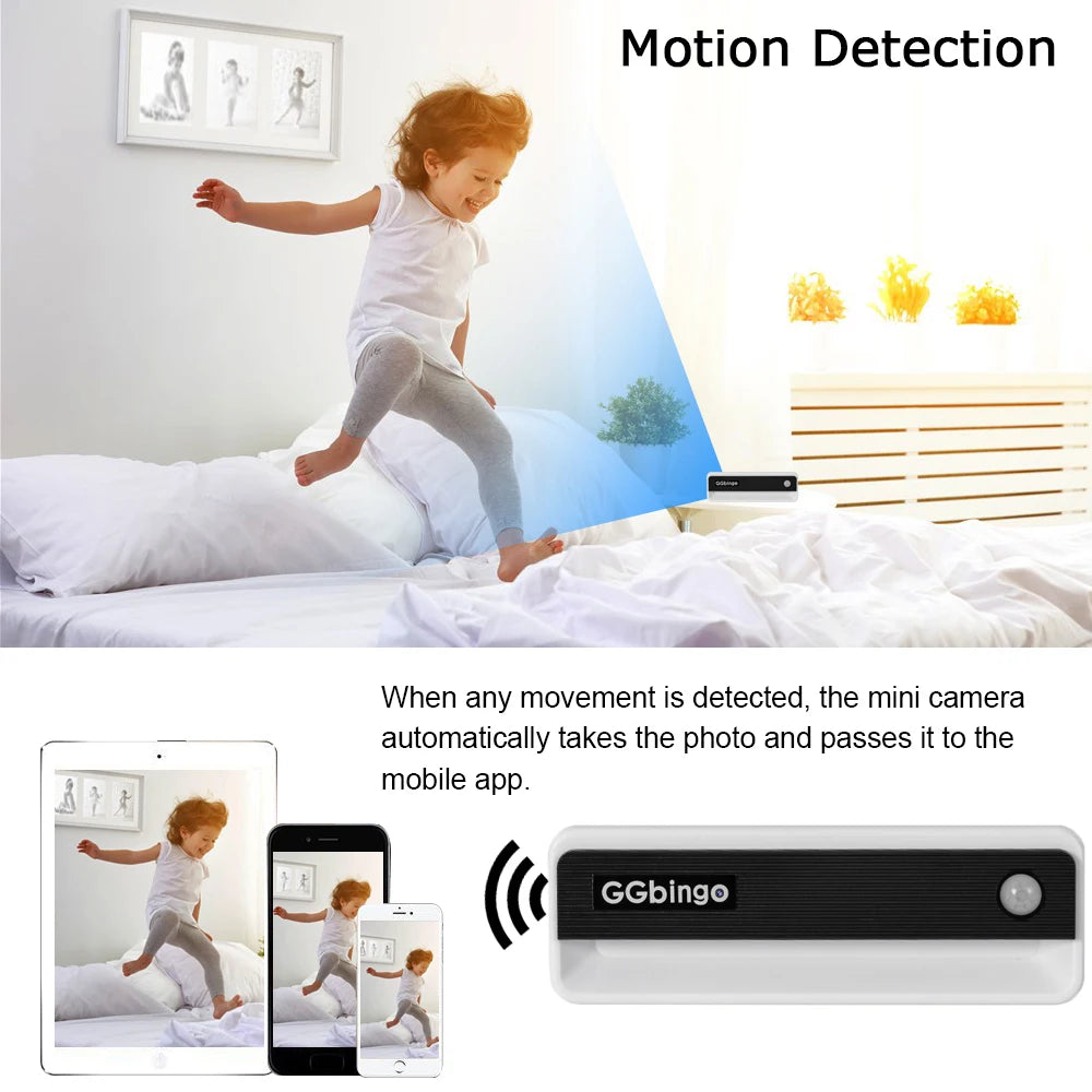 4K HD 1080P Mini Camera Battery Operated Home Monitori Camera DVR Function Human Body Induction Night Light Human Body Detection