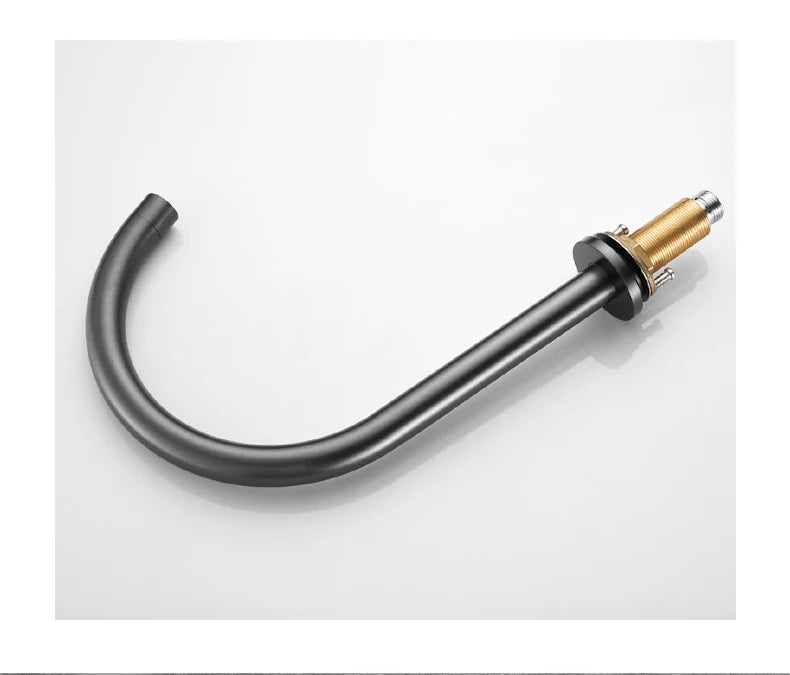 Gray Luxury Brass Deck-Mounted 5-Holes Bathroom Bath Tub Rotating Faucet Mixer Bathtub Basin Water Tap With Spray 3 Handles