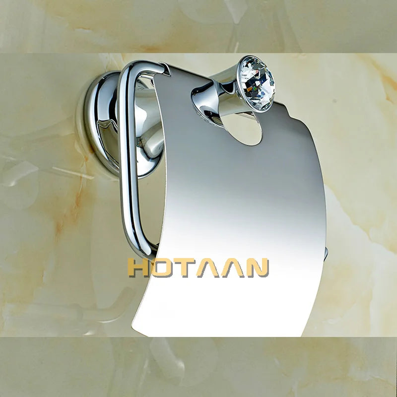 Bathroom Chrome Paper Holder With Crystal Wall Paper Roll Rack Hangs Paper Towel Holder Archaize Waterproof Toilet Paper  Holder