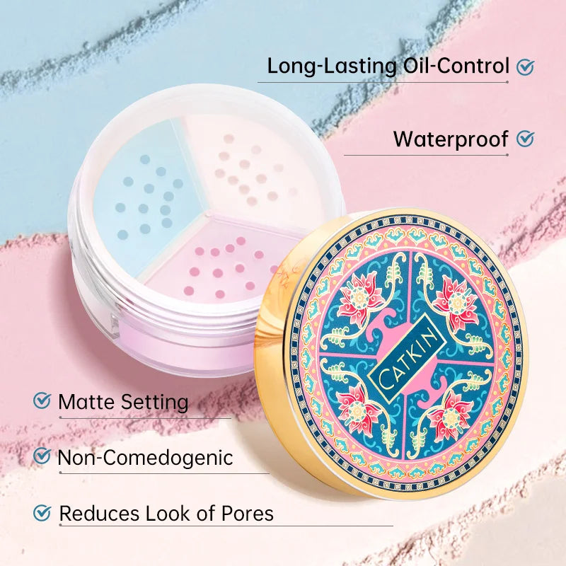 CATKIN Makeup Loose Setting Powder, Oil Control Poreless Face Powder Suitable for All Skin Tones and Maintain Matte and Natural