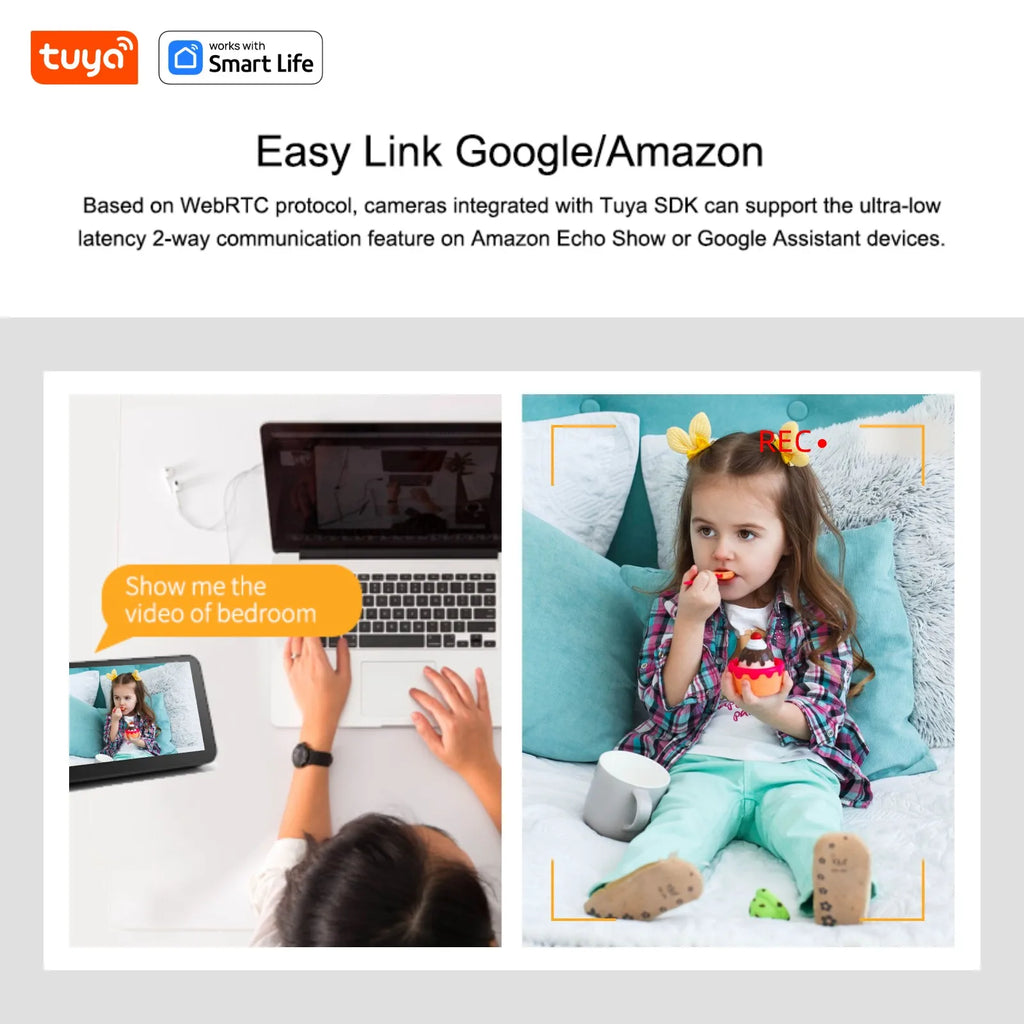 Tuya Smart 3MP HD Indoor Home Security Camera for Baby/Elder/Pet/Nanny,With Real-time APP Alert,2-Way Audio,Human body detection