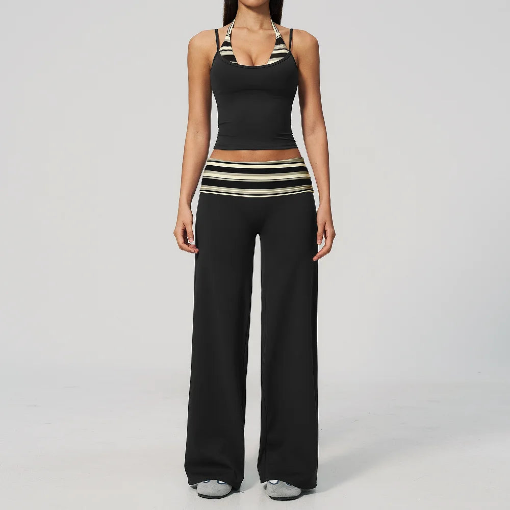 Summer 2PCS Yoga Set Women's Tracksuit Fashion Polka Dot And Striped Workout Sets Gym Outfits High Waist Butt Lift Yoga Clothes