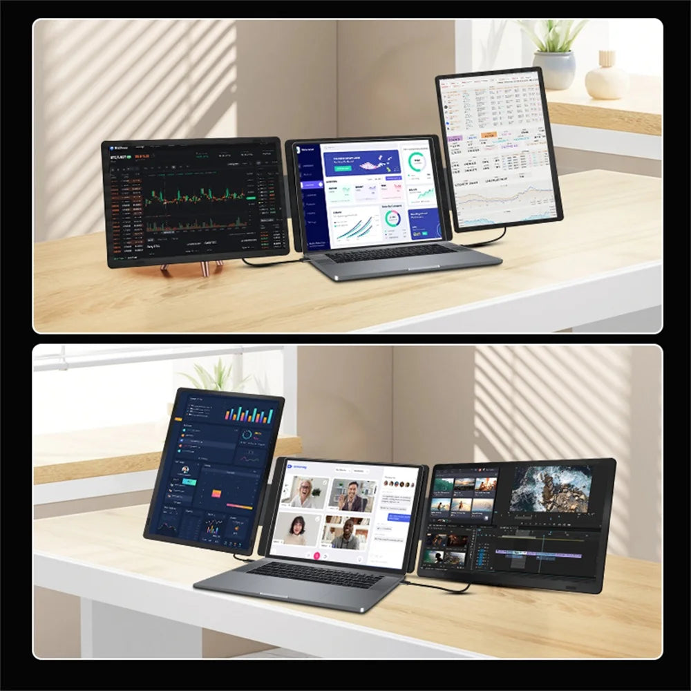 Rospider 15.6 16 Inch Portable Dual Screen Laptop Extender 1080P IPS Rotatable Triple Monitor FHD for MacBook Windows