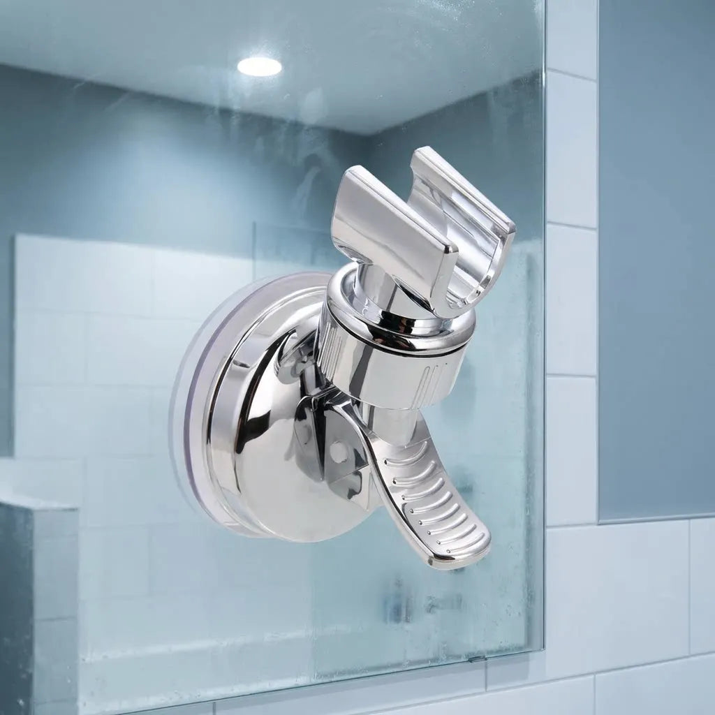 Adjustable Handheld Shower Head Holder with Strong Vacuum Suction Cup Wall Mount Rotating Base for Bathroom Organization