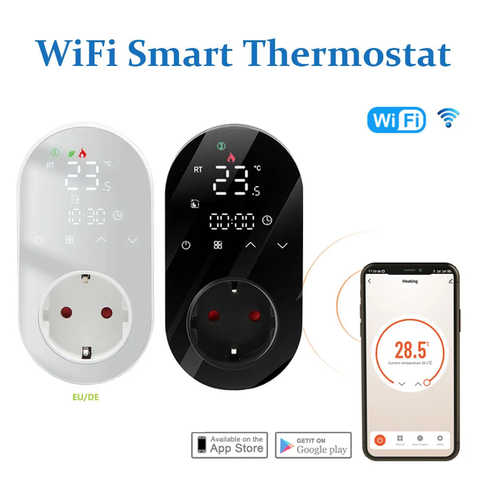 Tuya WiFi Smart Thermostat Socket APP Control Temperature Controller 16A 220V Digital Thermostat Switch EU Plug for Household