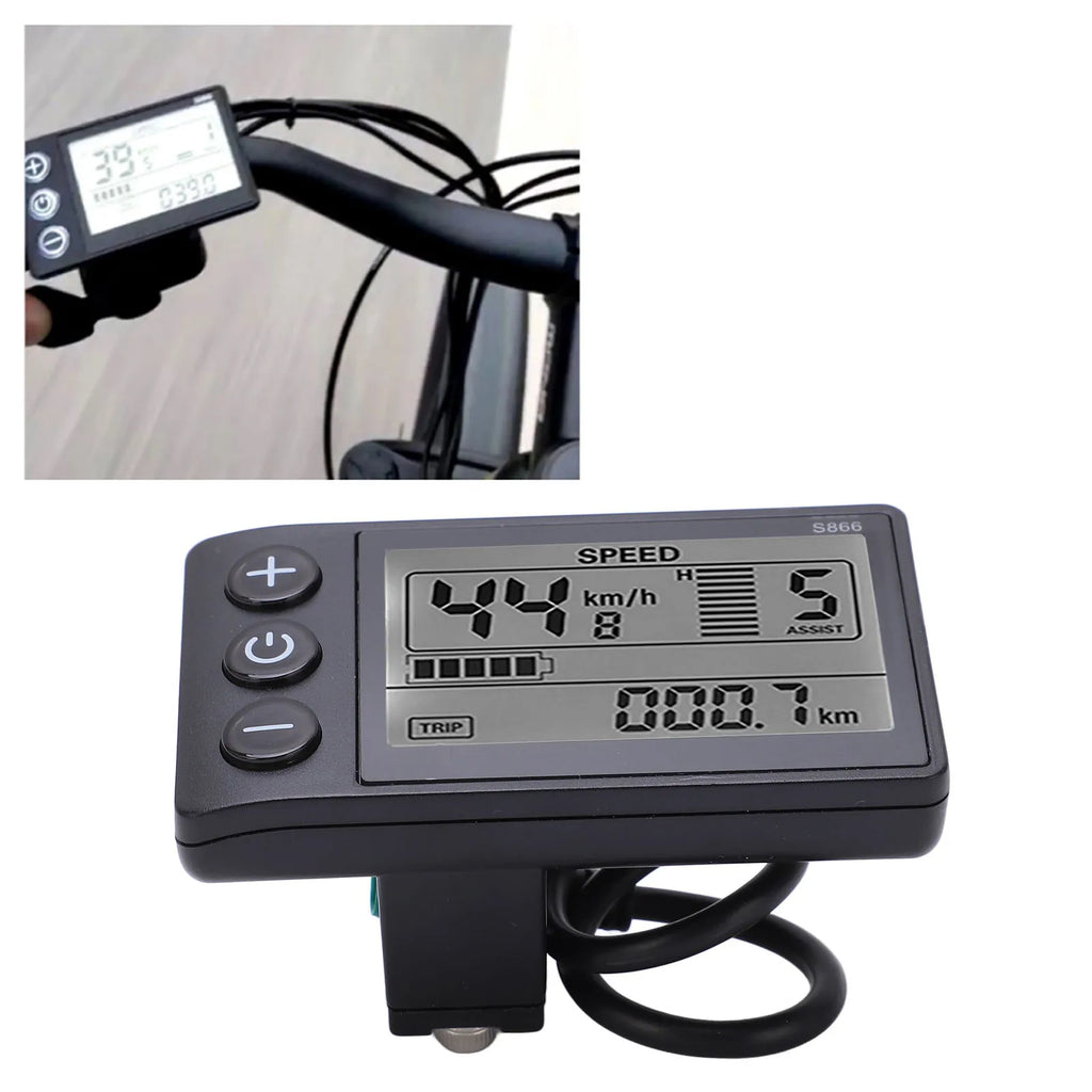Electric Bike S866 LCD Display Electric Bicycle Display LCD Meter 24V 36V 48V Scooter Control Panel with SM/Waterproof Plug