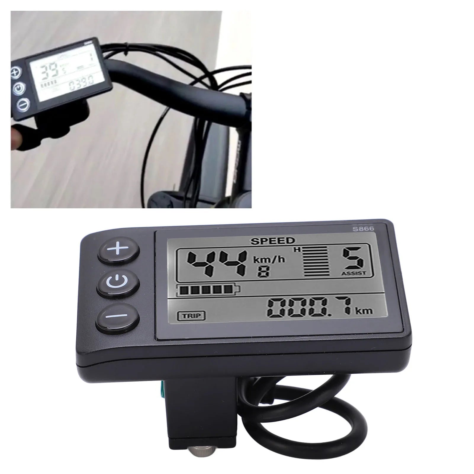 Electric Bike S866 LCD Display Electric Bicycle Display LCD Meter 24V 36V 48V Scooter Control Panel with SM/Waterproof Plug