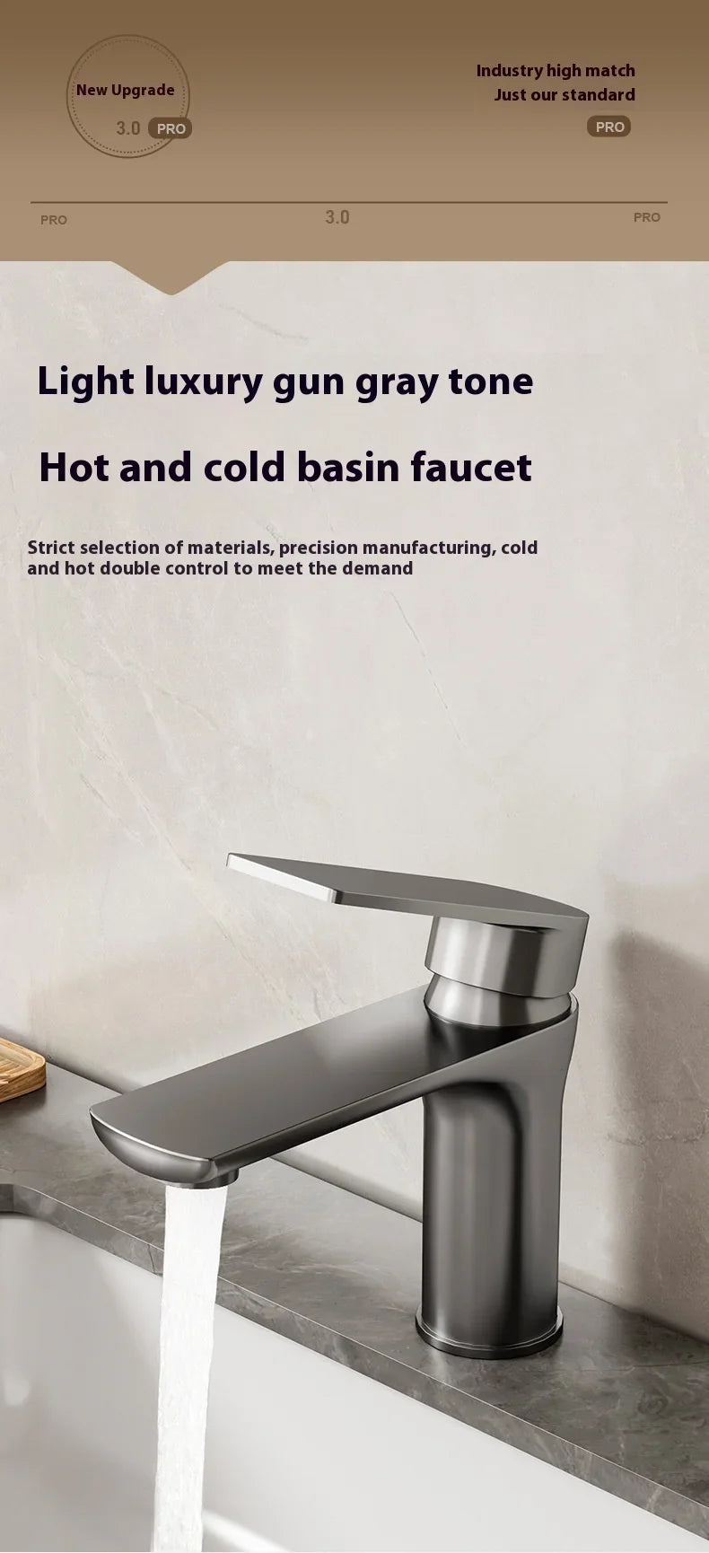 Home  Bathroom Wash Basin Faucet With Gray Stainless Steel Sink Water Hot And Cold Gun Home Kitchen Bidet Cabinet Mixer