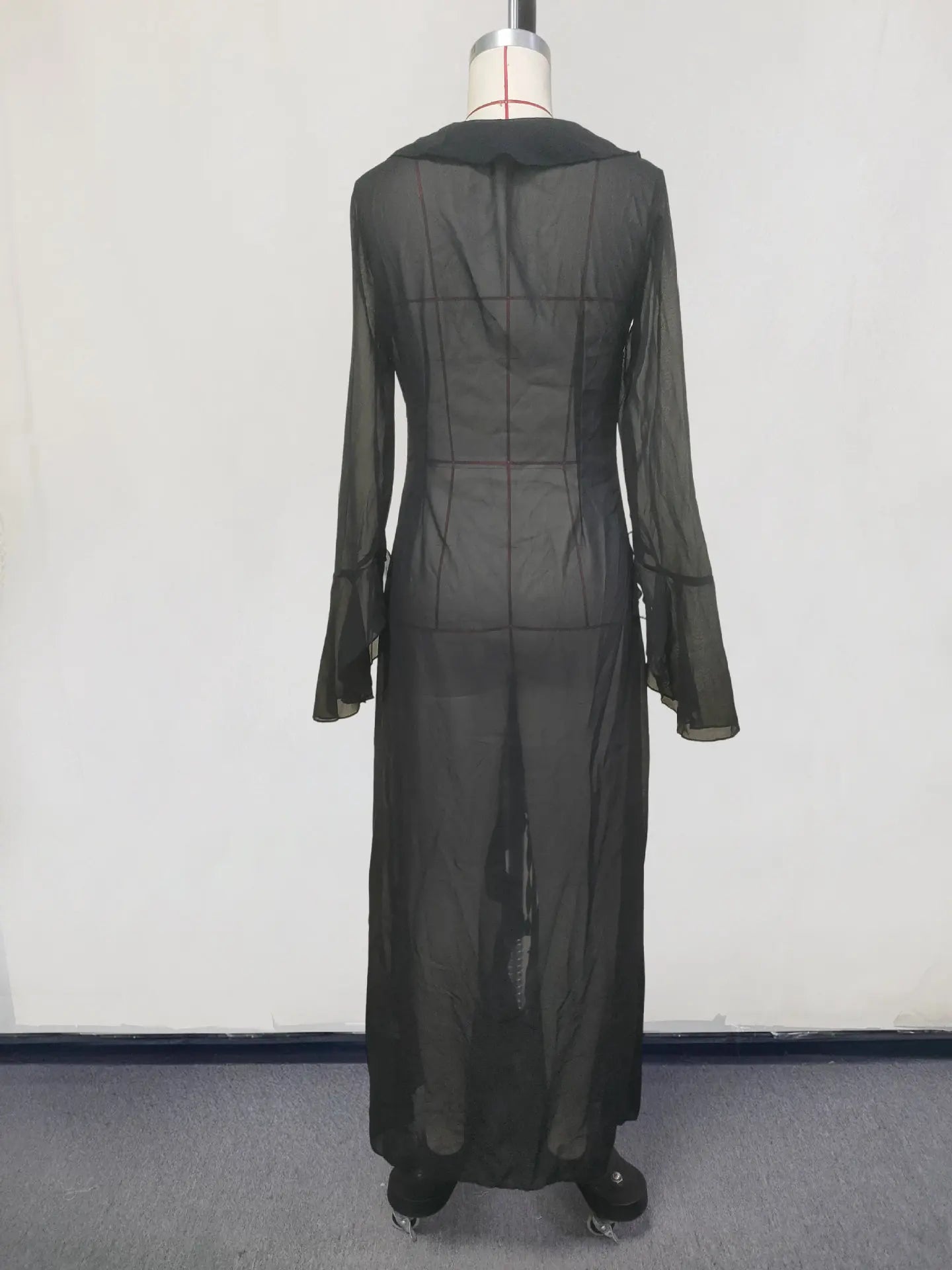New Chiffon Tunic Beach Cover Up Cover-ups Dress Sunscreen Beachwear Womens Clothing Sexy V Neck Ruffled Long Sleeve Black White