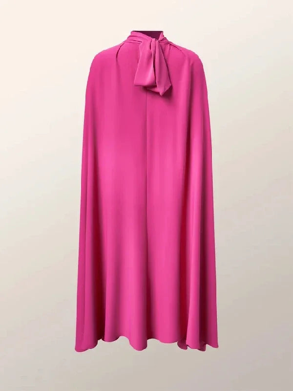 Women Elegant Solid Color High-Neck Party Evening Dresses 2025 New Spring Batwing Sleeves Lace-Up Banquet Robe Vestido