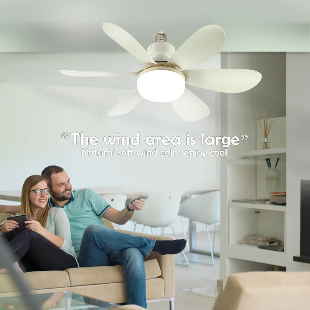 E26 E27 Base Home-use LED Ceiling Fan Light Wireless Remote Smart Fan Light 42cm 52cm Ceiling Fan for Room Office Study Kitchen
