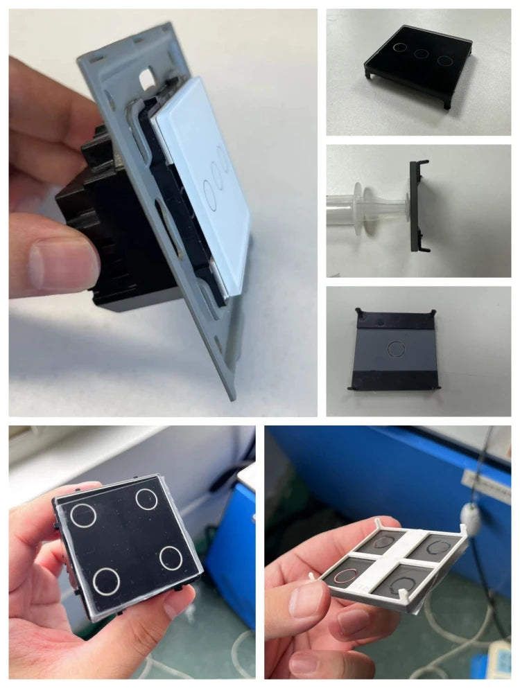TAWOIA DIY Wall Light Switches Small Glass Panel Parts 1/2/3/4Gang White Black Gold Touch Switches Crystal Parts 47mm*47mm
