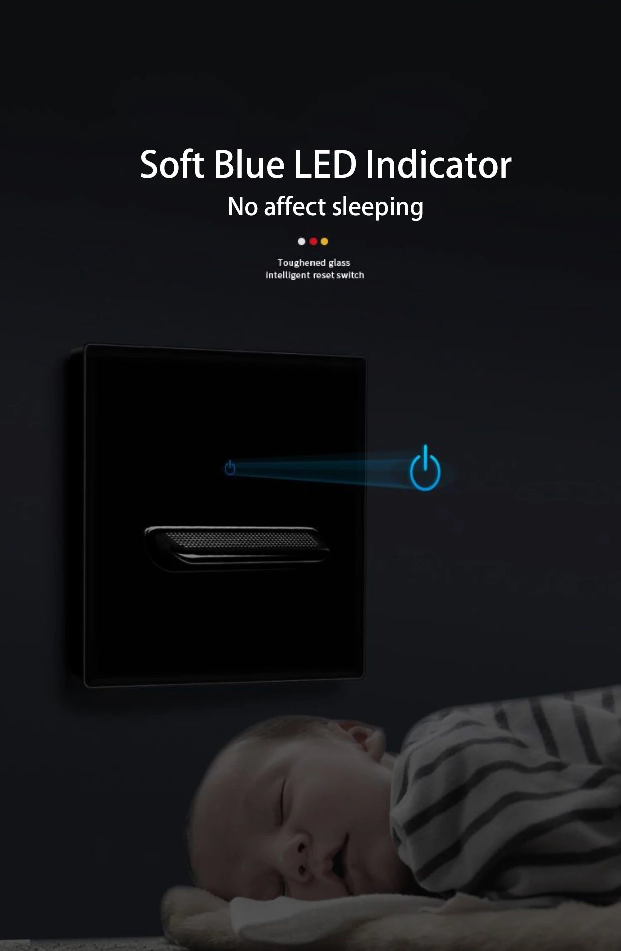 Wall Light Switch Chrome Toggle Press Button Tempered Glass Plate Blue LED Light 1 2 3 4 Gang White Black Gray Gold