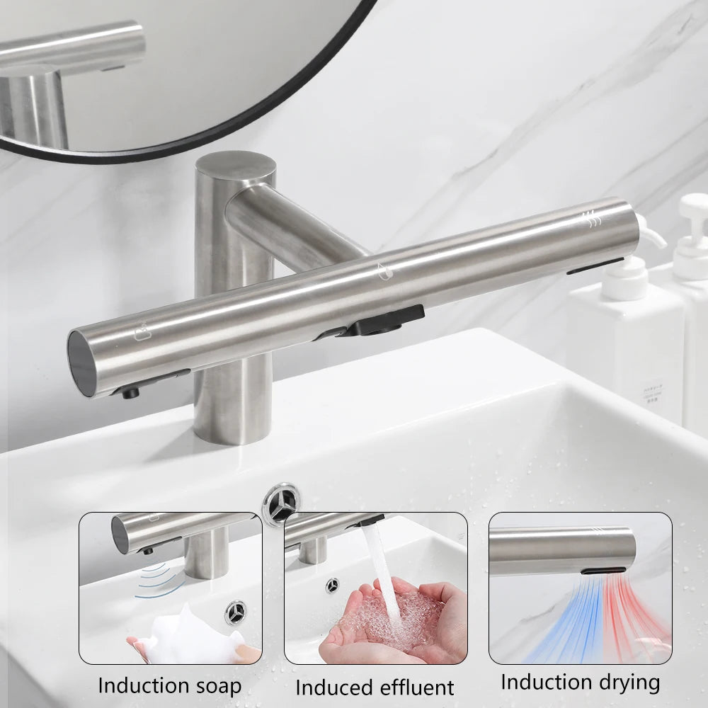 KEMAIDI Bathroom Faucets 3 in 1 Design Automatic Soap Dispenser Powerful Hand Washing Bathroom Hands Dryer Drying Machine Air
