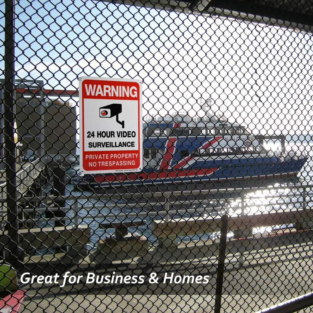 24-hour Private Property No Trespassing Sign, Video Surveillance Signs Outdoor Security Camera Sign for Home CCTV