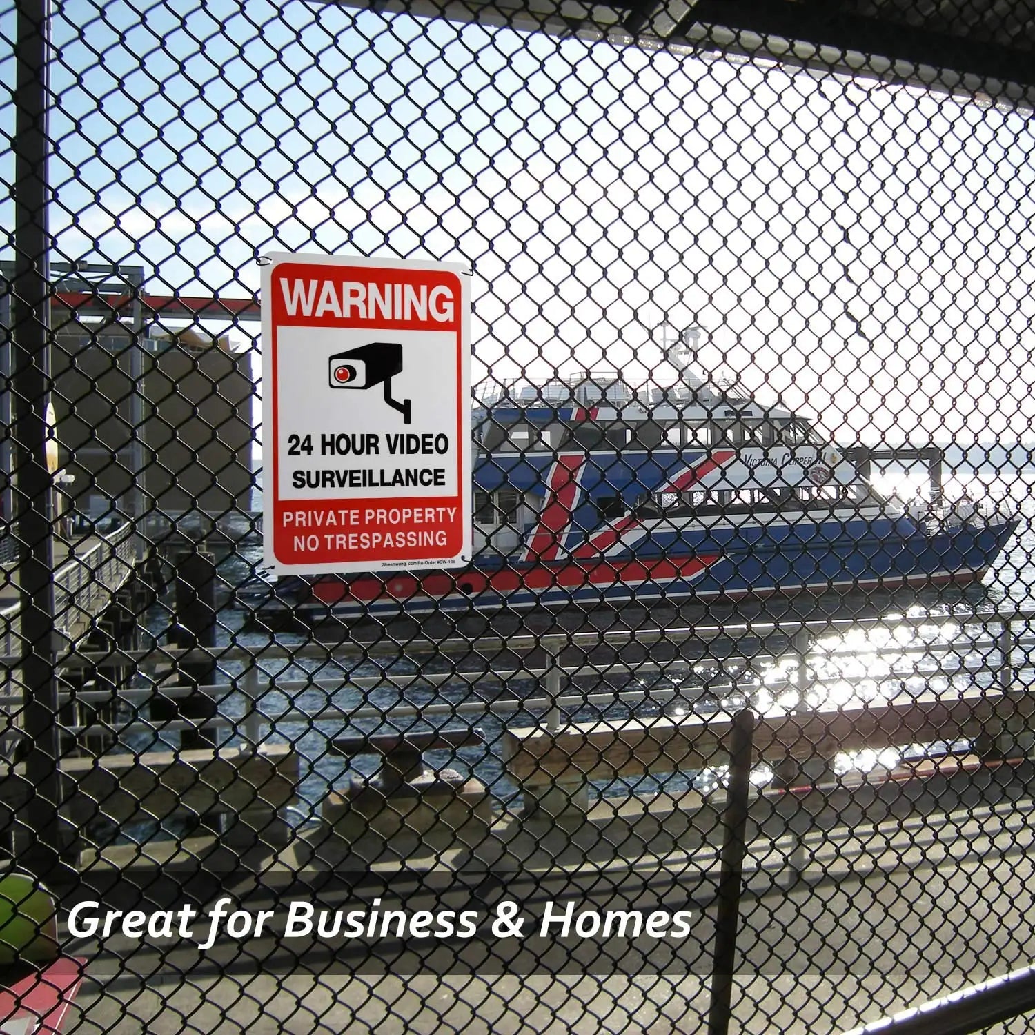 24-hour Private Property No Trespassing Sign, Video Surveillance Signs Outdoor Security Camera Sign for Home CCTV