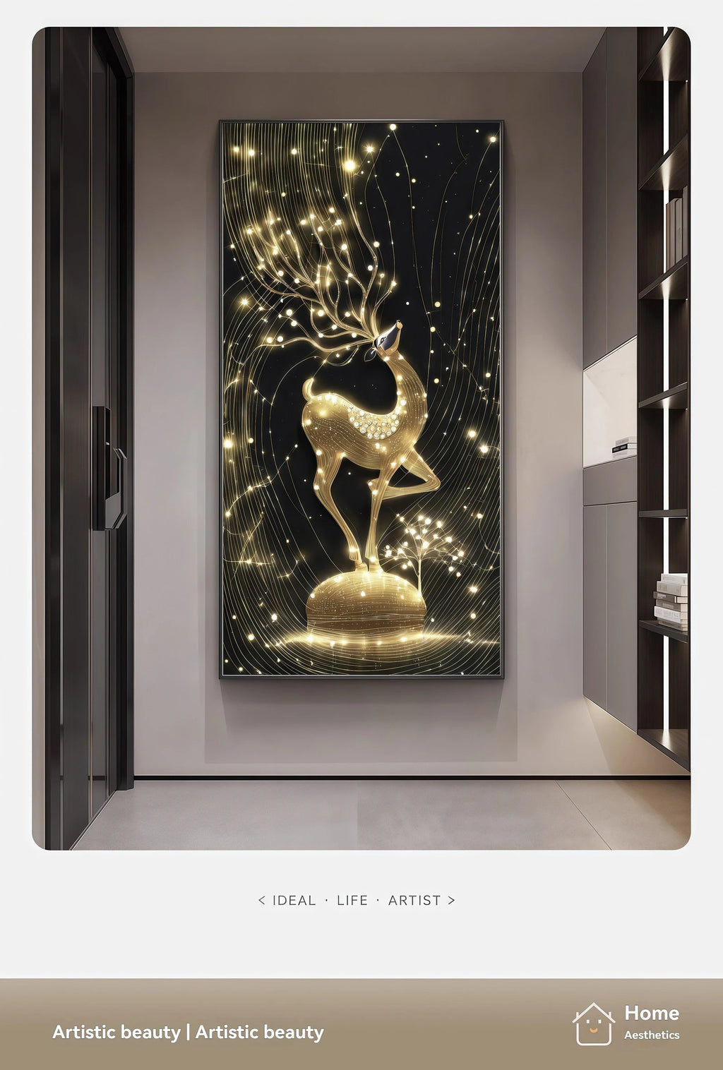 Light Luxury Deer Deer Wealth Making Entrance Led Decoration Painting Home Decoration Corridor Living Room Wall Painting Lights