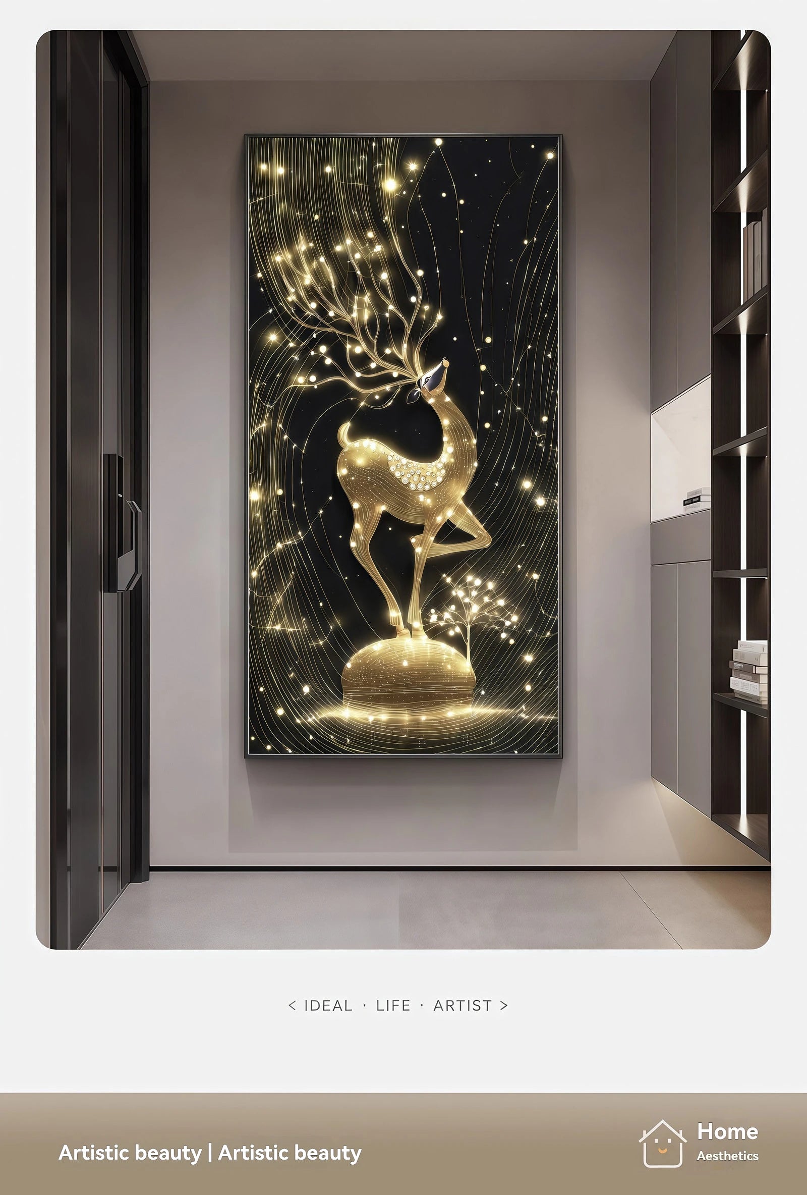 Light Luxury Deer Deer Wealth Making Entrance Led Decoration Painting Home Decoration Corridor Living Room Wall Painting Lights