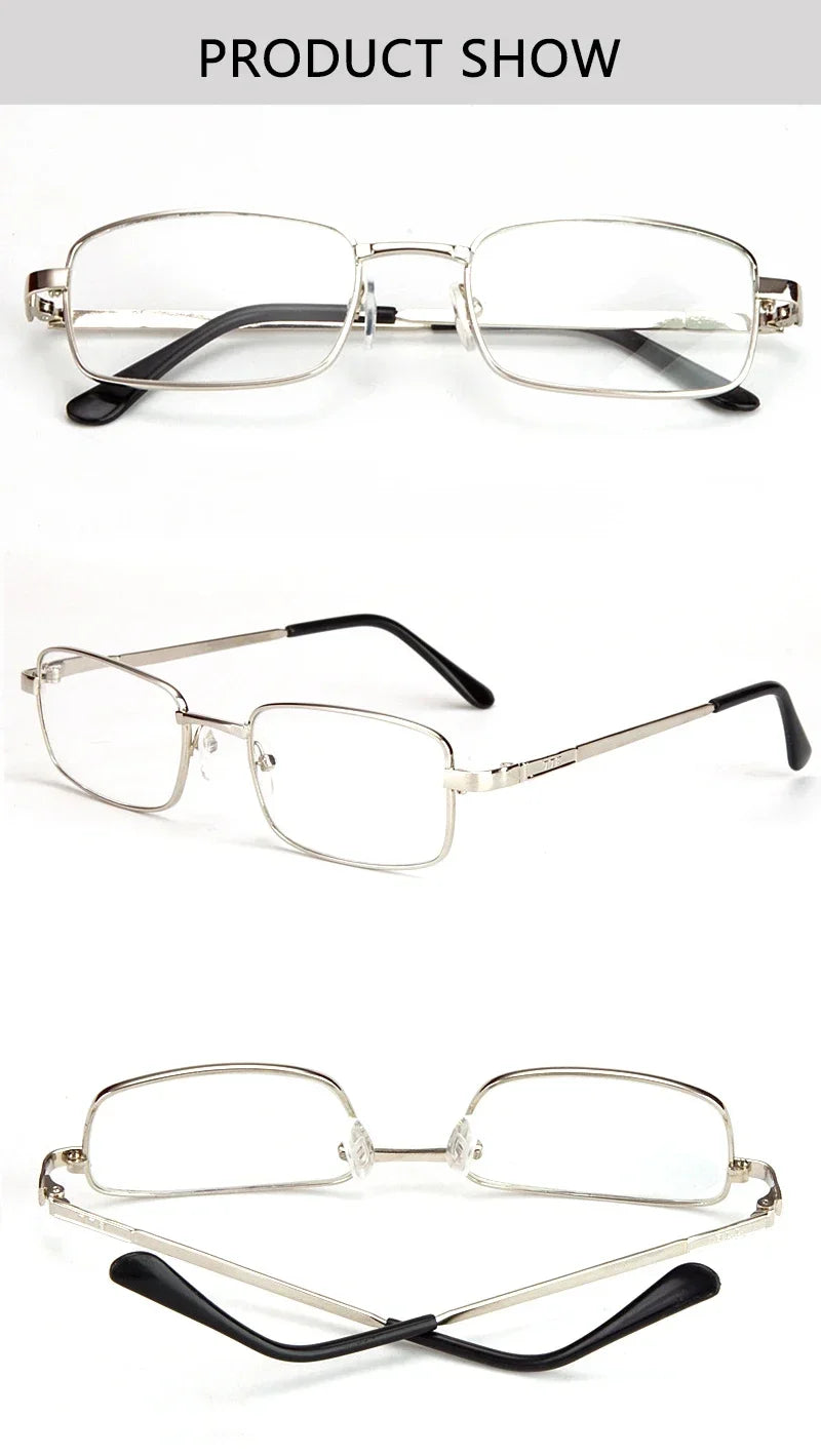 Design Reading Glasses for Men and Women Full-frame Alloy Clear HD Lens Presbyopia Eyeglasses Impact Scratch Resistant 0 To +4.0