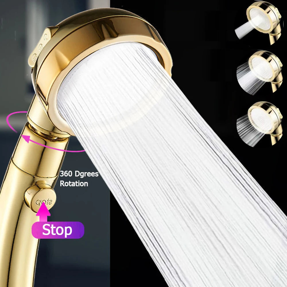 High Pressure Shower Head Set With Hose and Holder Silver 3 Modes Large Flow Rainfall Handheld Shower Faucet Bathroom Accessoies