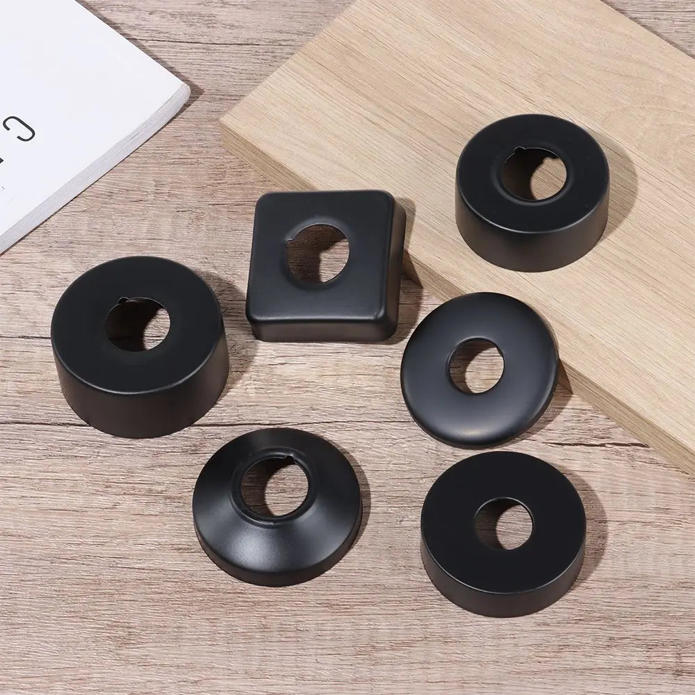 1Pcs Black Shower Faucet Decorative Cover Chrome Finish Stainless Steel Water Pipe Wall Covers Bathroom Accessories