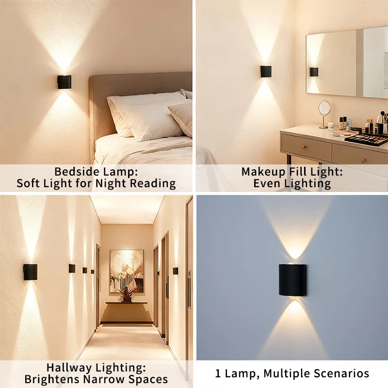 LED Wall Light Waterproof Outdoor Indoor Lighting IP65 AC100-240V Up and Down LED Wall Lamp 2w 4w for Garden Stair Night Light
