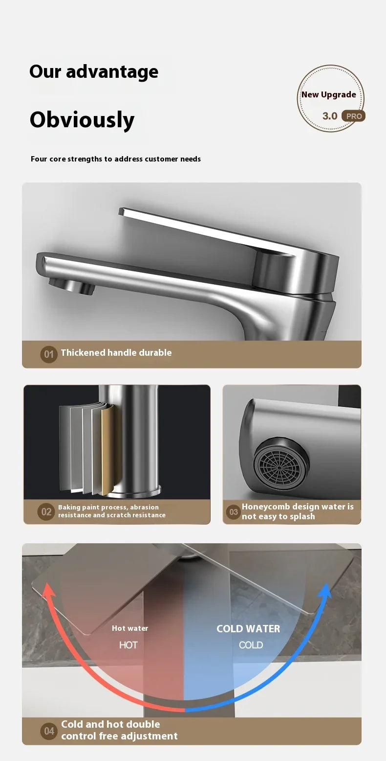 Home  Bathroom Wash Basin Faucet With Gray Stainless Steel Sink Water Hot And Cold Gun Home Kitchen Bidet Cabinet Mixer
