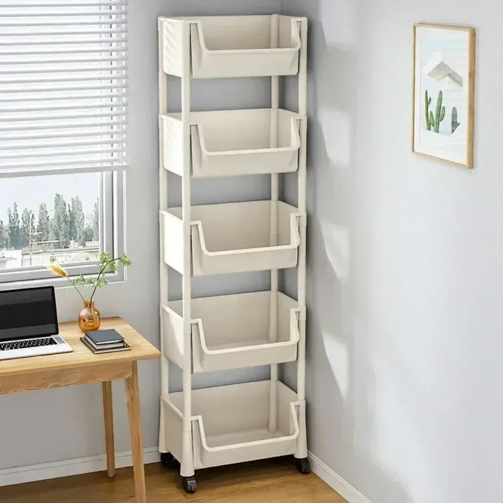 Home Trolley Bookshelf Kitchen Storage Rack Kitchen Corner Narrow Slit Storage Cabinet Bathroom Living Room Storage Rack