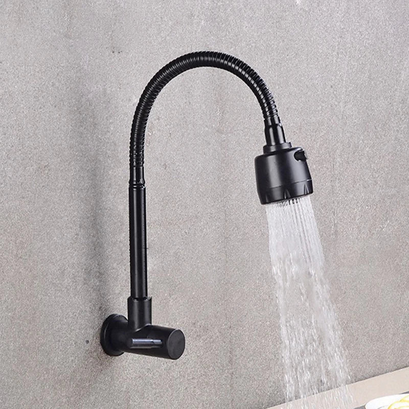 Wall Mounted Stainless Steel Single Cold Water Faucet Universal Rotation for Garden Balcony Washbasin Mop Pool Outdoor Use