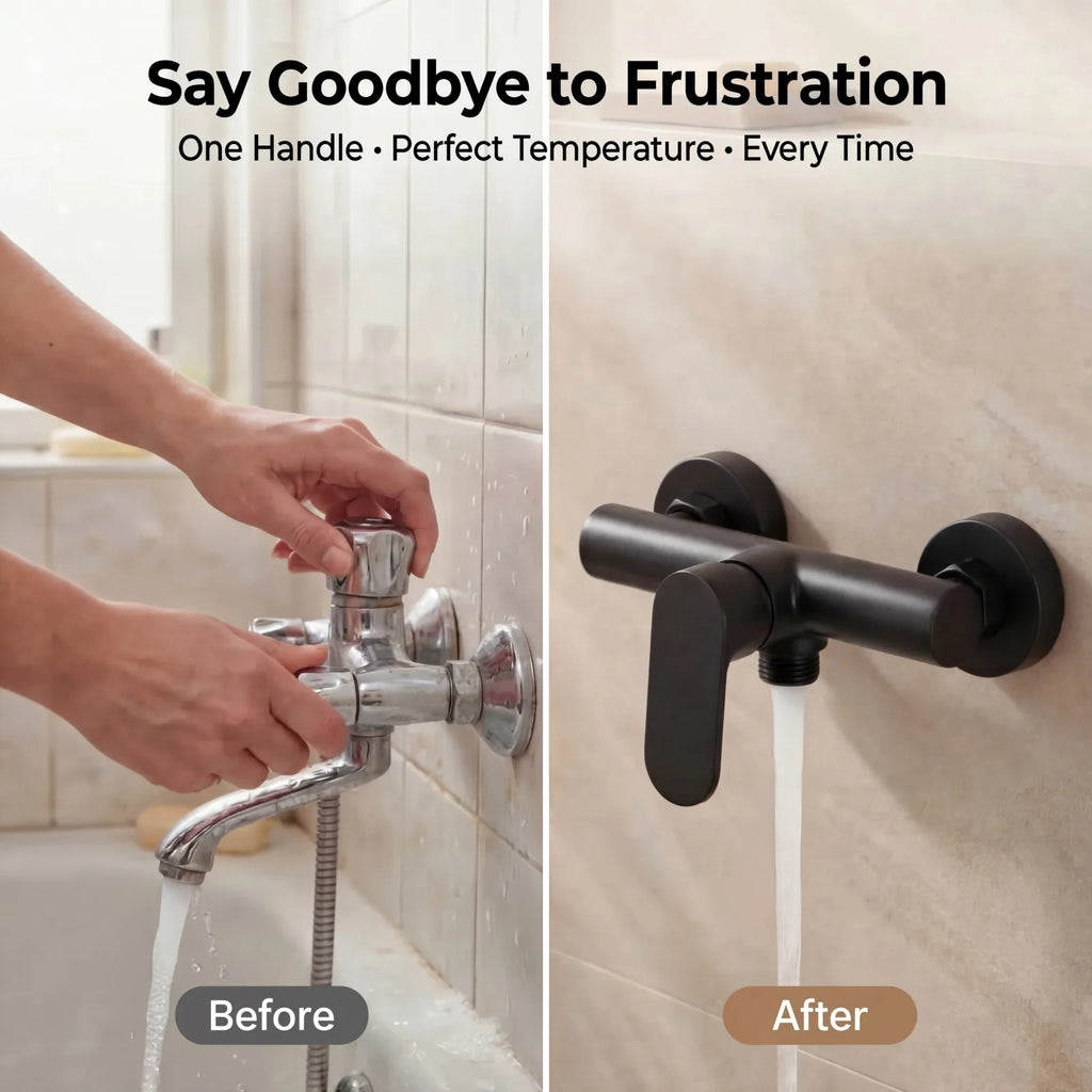 304 Stainless Steel Bathroom Shower Faucet Wall Mounted Triple Tub Faucet Hot and Cold Water Mixing Valve Faucet with G1/2 Inch