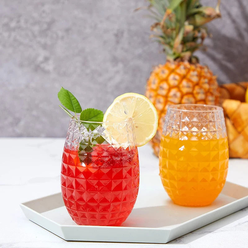 Wine Glasses Whiskey Cocktail Juice Drinking Plastic Cups - Unbreakable Reusable And Recyclable for Outdoor Pool party Picnics