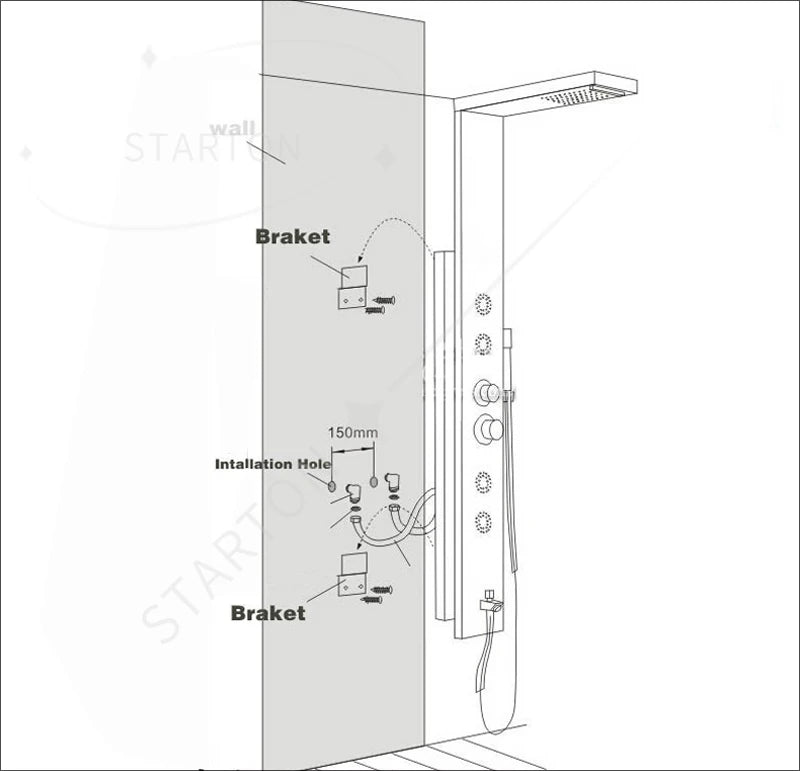 LED Light Bathroom Shower Panel Intelligent LCD Shower Column System with 6 Modes Rain Waterfall Massage Jet Bath Mixer Tap