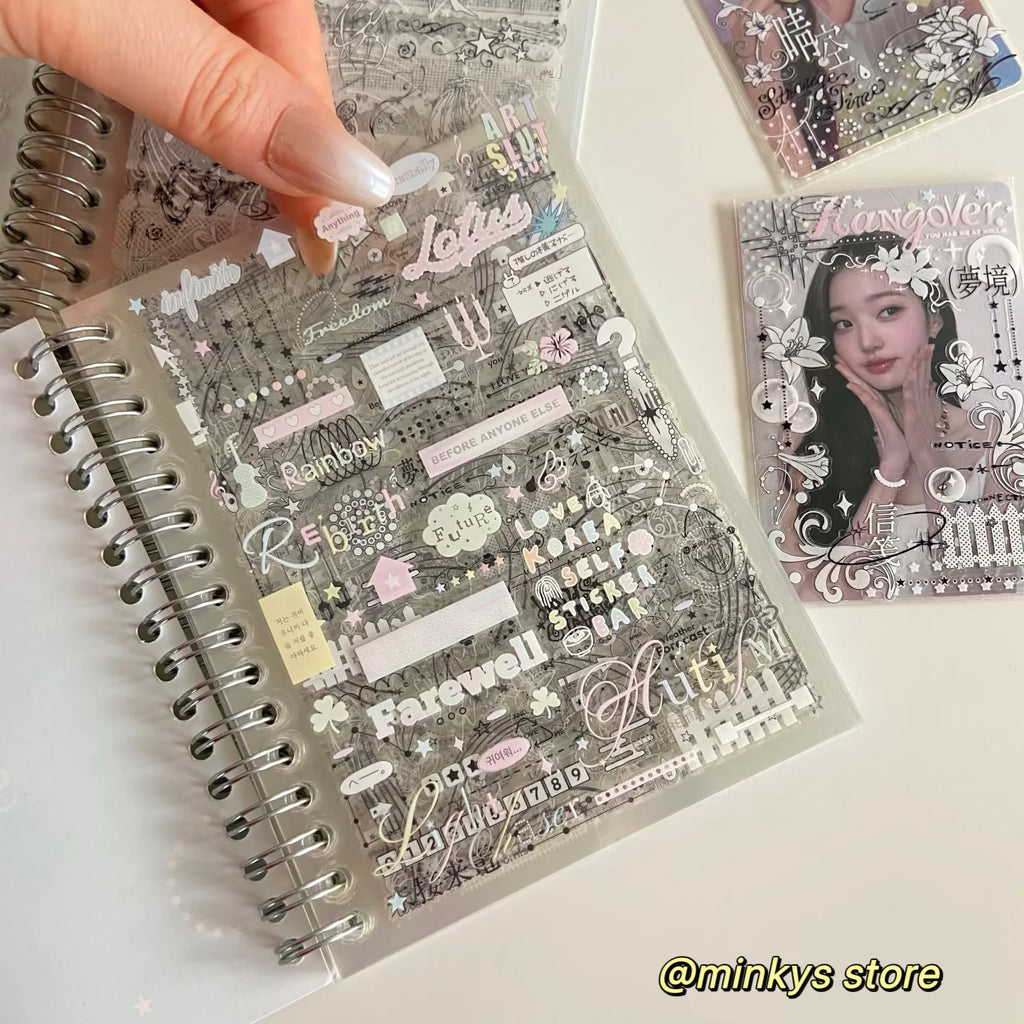 Original 32 Sheets PET Transparent Sticker Book Korean Scrapbooking Stickers For Journal Hand Book  Stationery