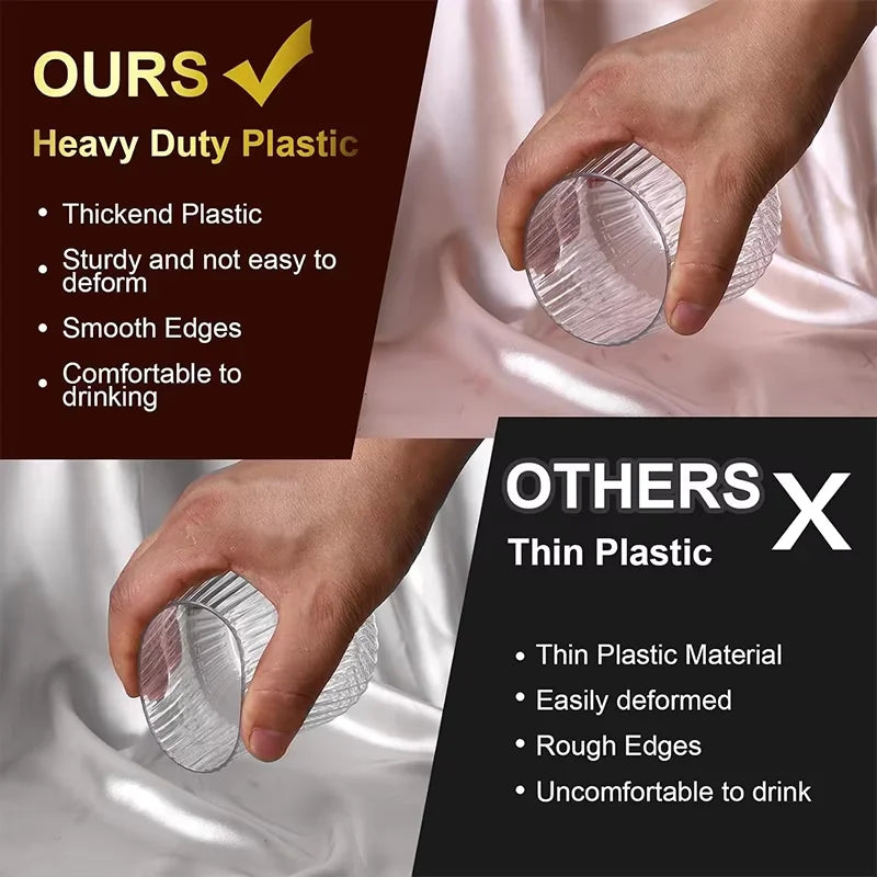 24 Pack Plastic Ribbed Wine Glasses 14Oz Origami Disposable Wine Glasses Unbreakable Clear Plastic Cocktail Glasses  Wine Cups