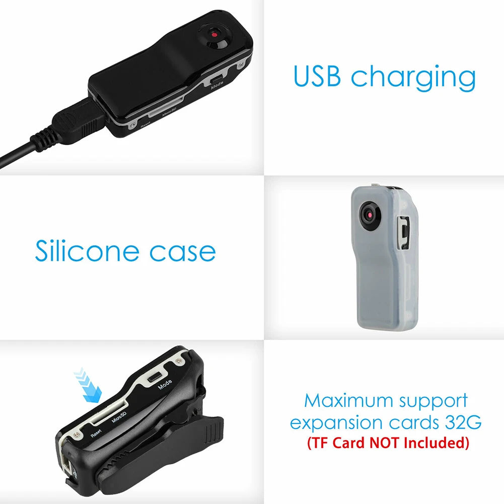 HD Mini DV Camcorder Camera For Home and Office Body Mount Portable Video Record Nanny Security Cam Small Sports Car DVR Webcam