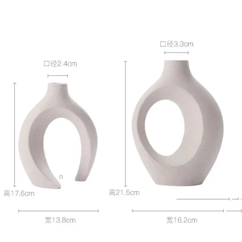 Hollow Nordic Modern Ceramic Vase Set of 2 for Modern Home Decor,Modern Boho Hollow Flower Vases for Living Room Bookshelf ваза