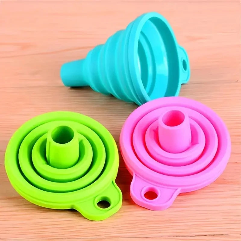 Silicone Collapsible Funnel, Foldable Funnels For Water Liquid Oil, Kitchen Gadgets Accessories, Kitchen Utensils, Apartment Ess
