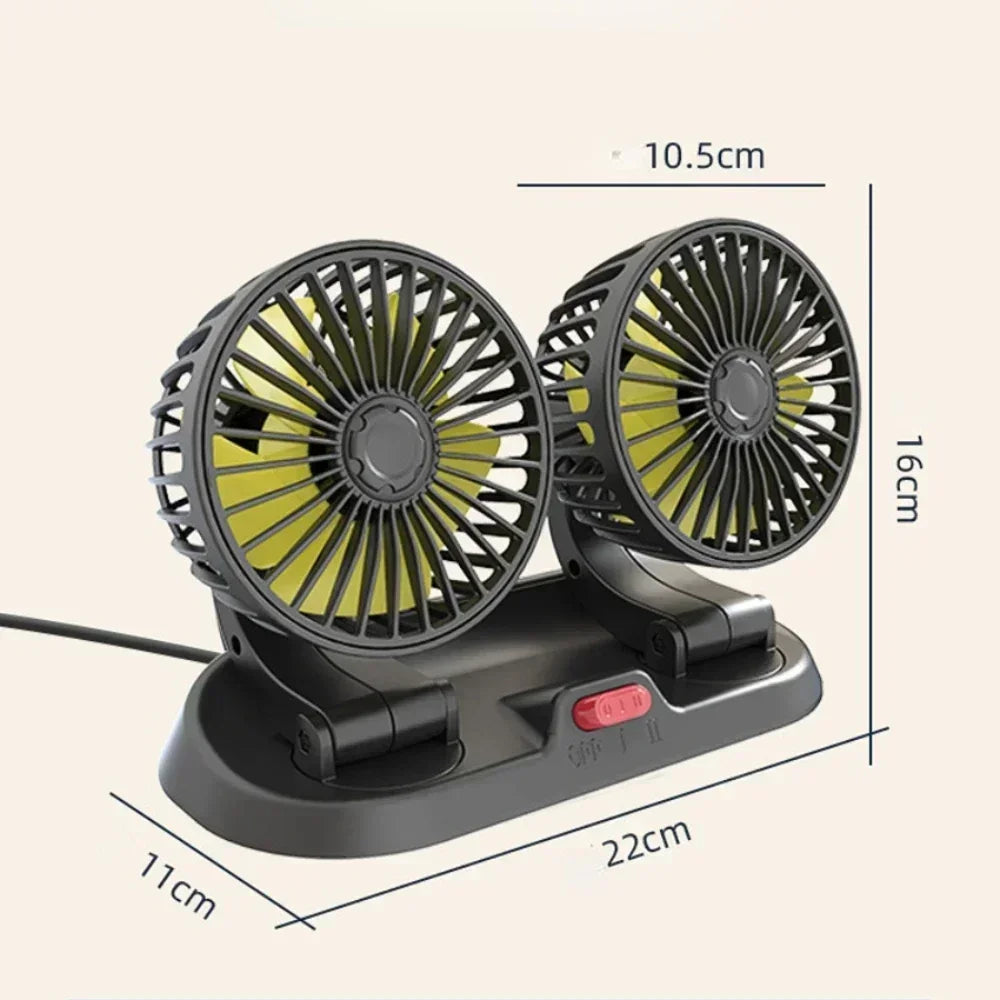 1/2/3 Head Car Fan Summer Air Cooler USB/12V/24V Adjustable 2 Speeds Silent Fan for Home Desk Office & Car